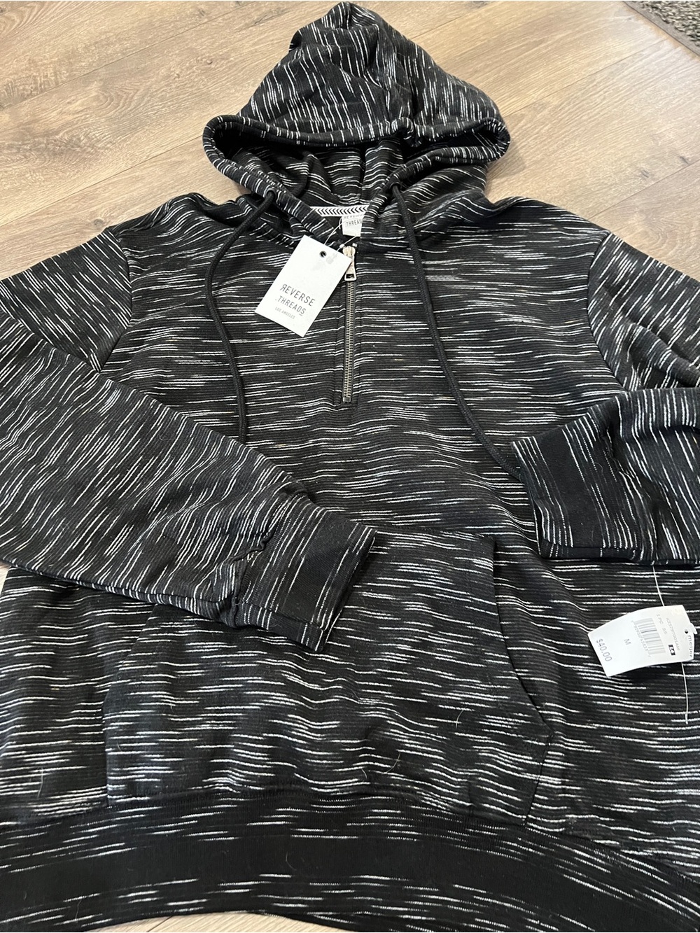 Reverse Threads 1/4 Zip Pullover Hoodie Size Medium New